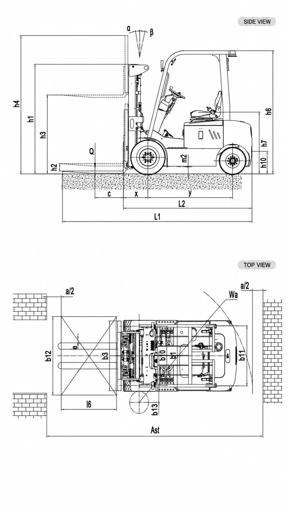 EFL201 electric forklift key features - lithium battery and LED lighting