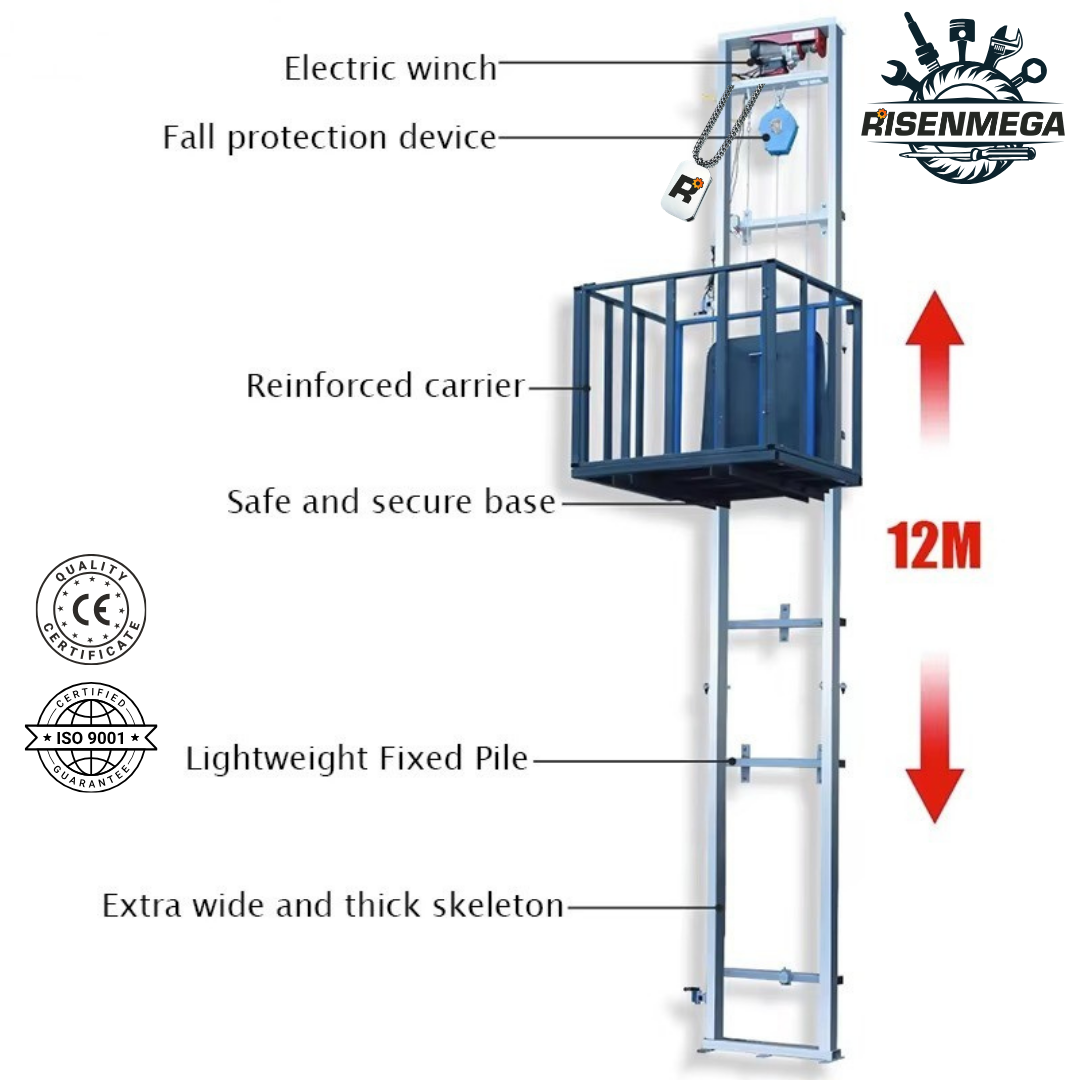 400KG Single Rail Wire Rope Cargo Lift (2-15M Lifting Height)
