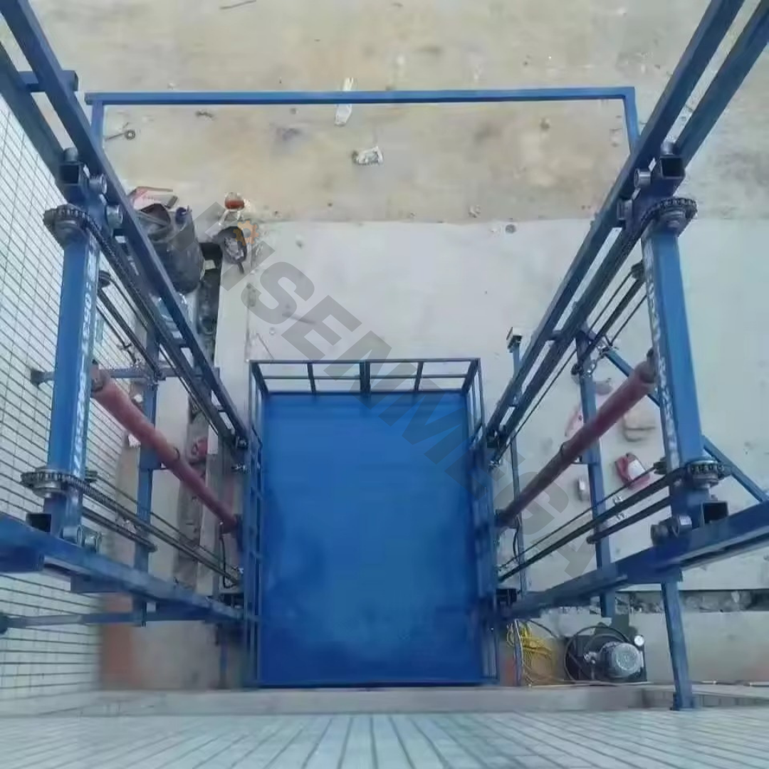Risenmega heavy-duty electric guide rail cargo lift for 3 to 15 meter warehouse freight transport