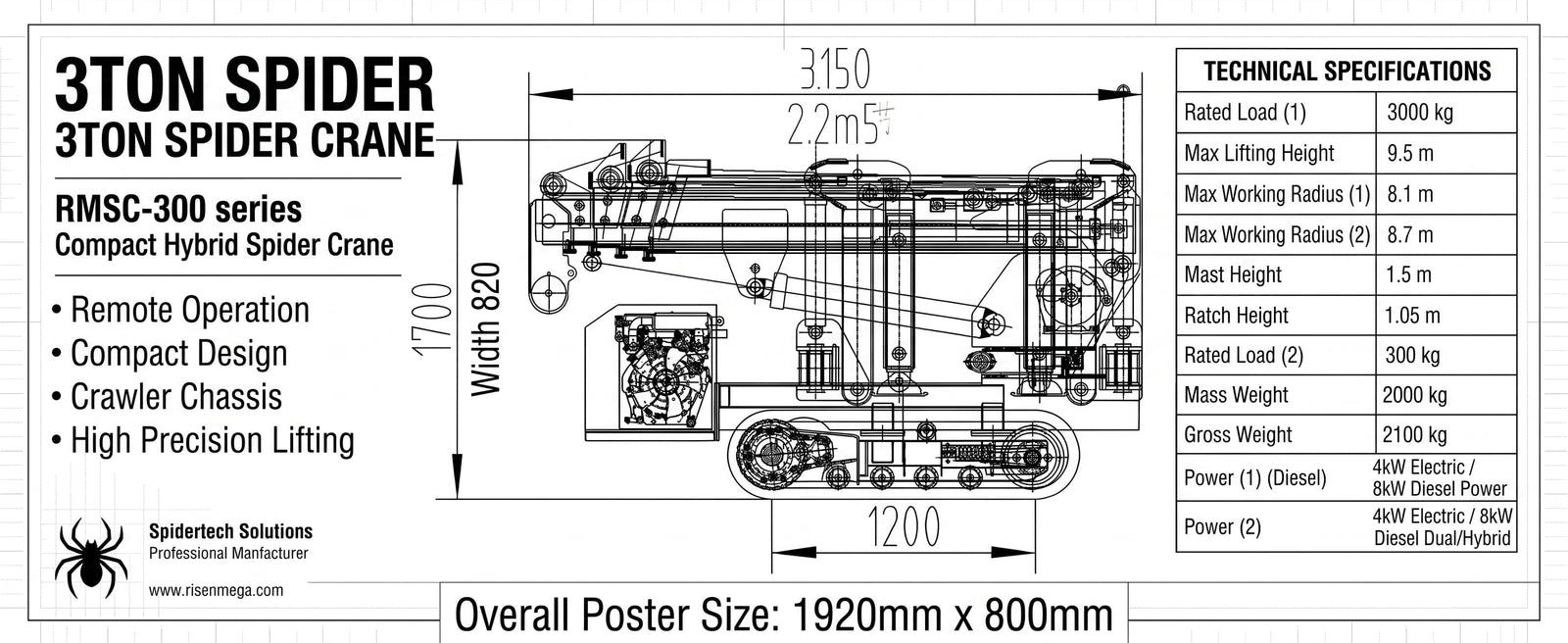 10.5M Spider Crane: 2-Ton vs 3-Ton Compact Crawler Crane