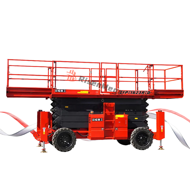 Rough Terrain Wheels Scissor Lift High Capacity 14M