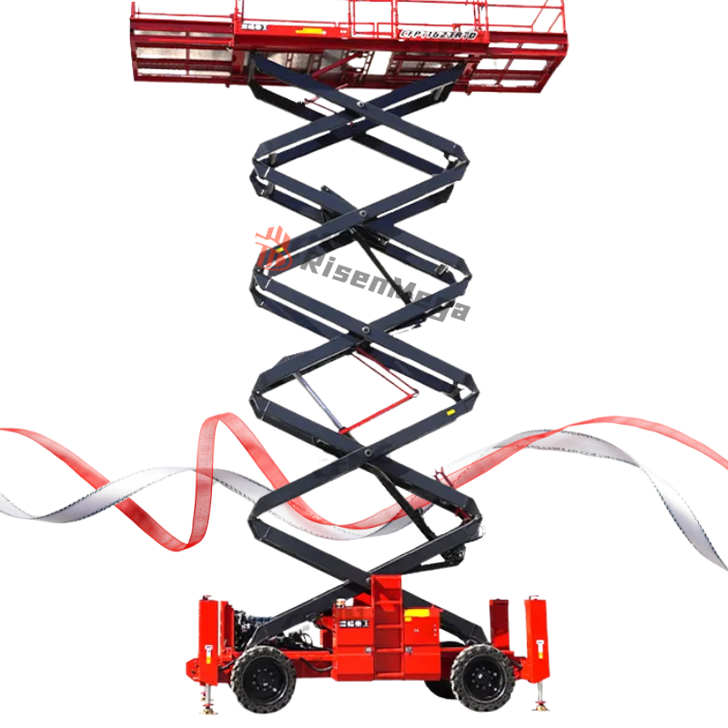 Rough Terrain Wheels Scissor Lift High Capacity 14M