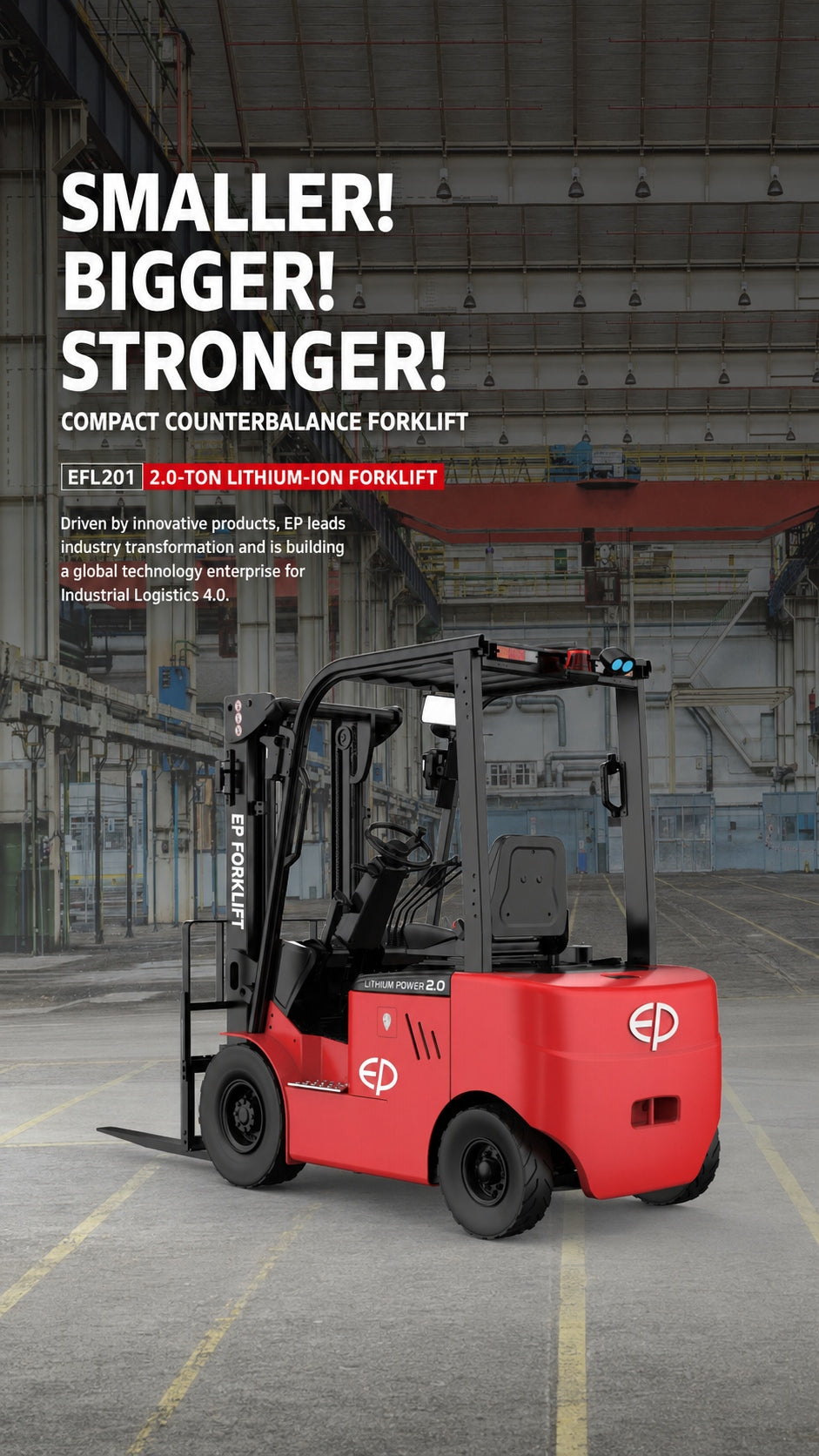 EFL201 Full Electric Lithium Battery 2.0 Ton Compact Counterbalance Forklift