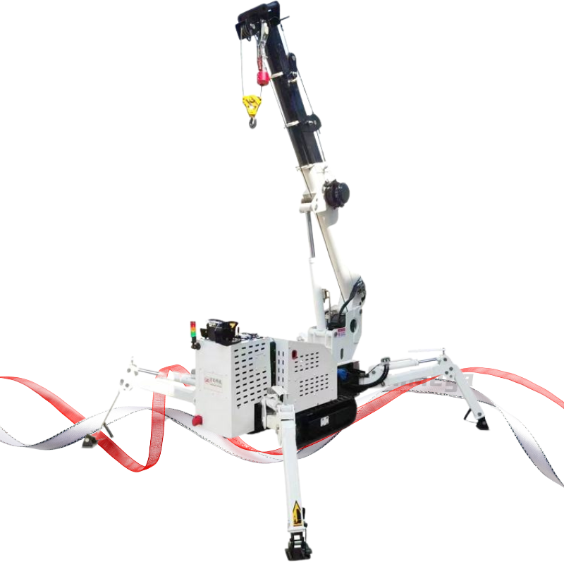 Risenmega 1-ton compact spider crane with fully deployed hydraulic outriggers