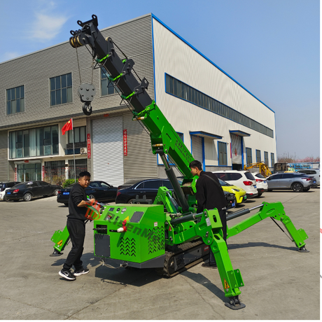 Risenmega 3-ton spider crane on rubber crawler tracks for indoor and outdoor lifting