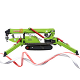 Risenmega 8-ton spider crane boom angle and stabilizer deployment at a project site