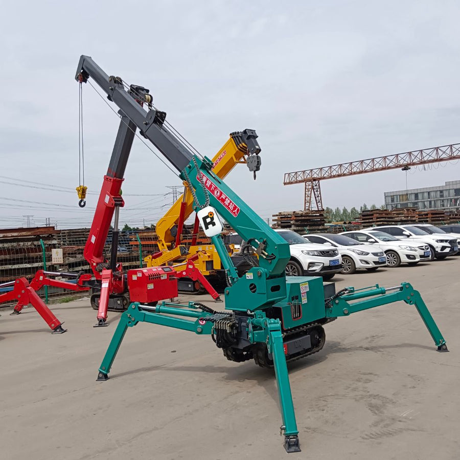 Risenmega 5-ton spider crane with long boom for rooftop and mezzanine lifting