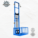 Risenmega 1-ton single rail hydraulic cargo lift installed in warehouse – 2 to 12 meter lifting height