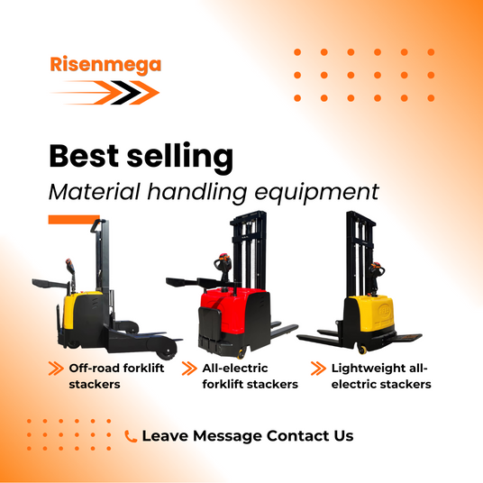 Risenmega electric stacker 1000–2500kg Q345 steel CE certified for narrow warehouse aisles