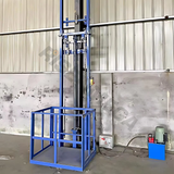 Risenmega 1-ton single rail hydraulic cargo lift installed in warehouse – 2 to 12 meter lifting height