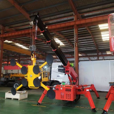 Risenmega spider crane with vacuum suction cup attachment for glass panel installation